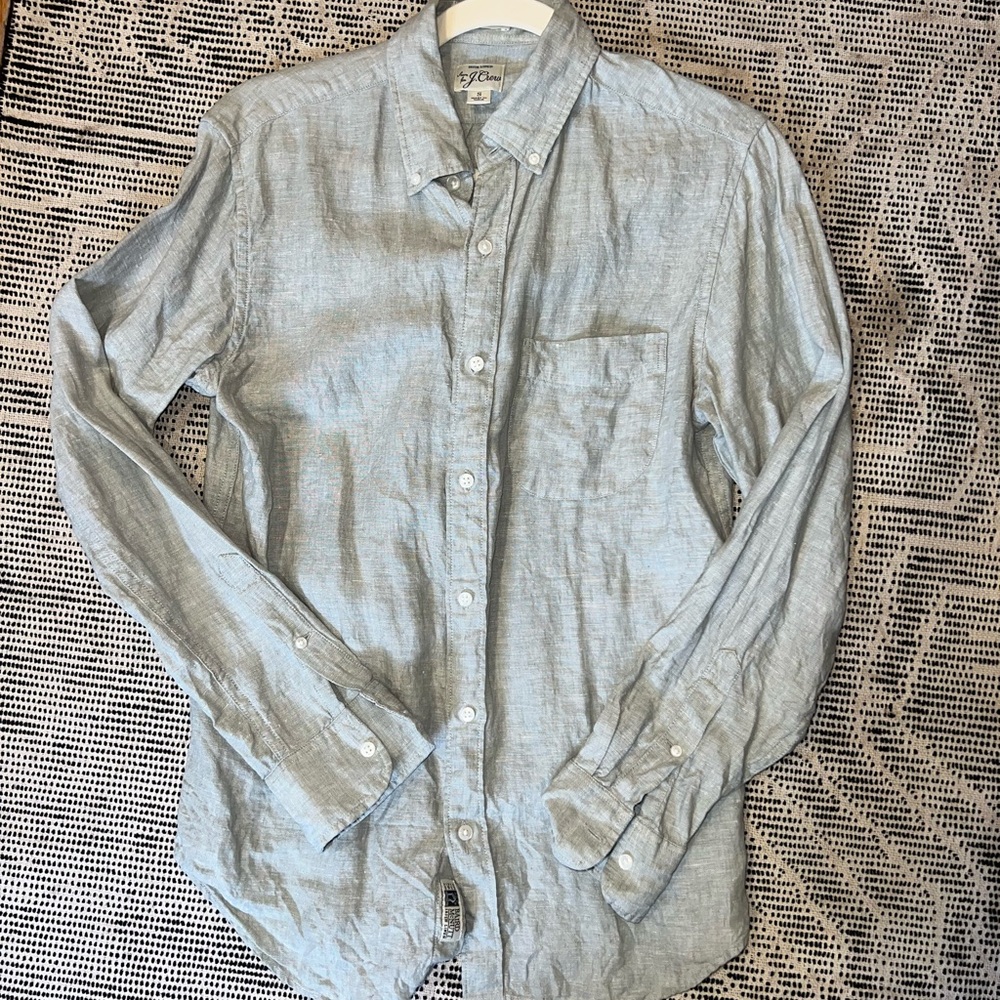 J. Crew Men's Linen Sage Button-Down Shirt